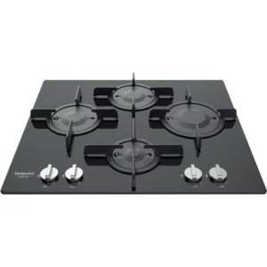 Placa Cristal Gás Hotpoint FTGHG 641 D/HA(BK) - 60 cm, Gás, Vidro Preto